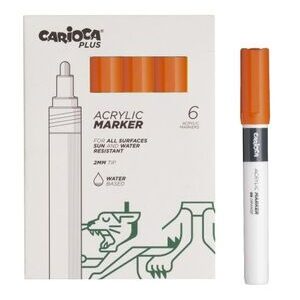 carioca plus pack de 6 marcadores acrilicos punta 2mm color naranja