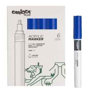 carioca plus pack de 6 marcadores acrilicos punta 2mm color azul