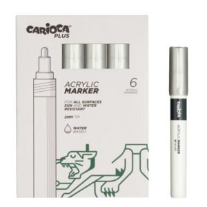 carioca plus pack de 6 marcadores acrilicos punta 2mm color plata
