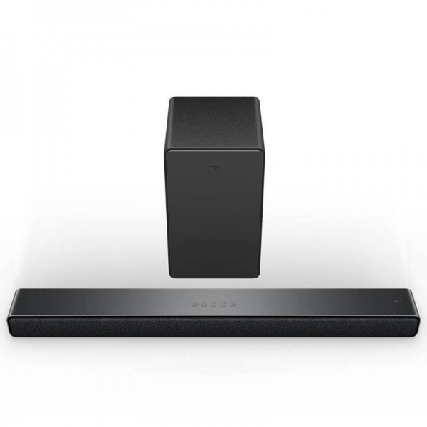 tcl p733we barra de sonido con subwoofer inalambrico 110w salida de audio 3.1 canales bluetooth 5.2, 3d sound, dts virtual x, dolby digital plus color negro