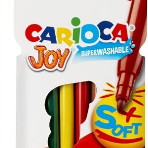carioca joy paperboard pack de 6 rotuladores de punta fina punta 2.6mm superlavables ideales para dibujar y colorear colores surtidos