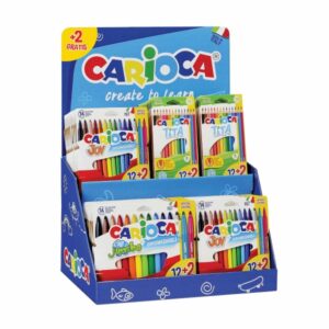 carioca expositor 12+2 incluye 18 rotulador joy 12+2, 6 rotulador jumbo 12+2, 24 lapices de colores tita 12+2 colores surtidos