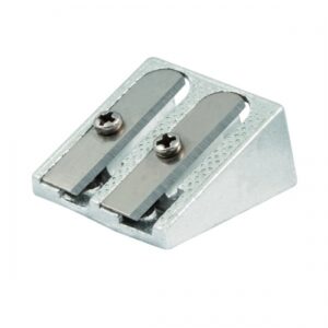 faibo afilalapiz metalico de 2 orificios para lapices de hasta 10mm forma de cuña color aluminio