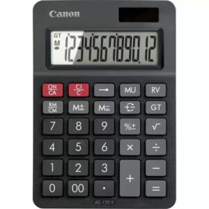 canon as 120 ii calculadora de sobremesa con pantalla lcd de 12 digitos funciones de marcacion, inversion y memoria de gran total alimentacion solar y pilas color negro