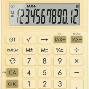 canon ls 125kb calculadora de sobremesa con pantalla lcd de 12 digitos raiz cuadrada, calculo de constantes, gran total, cambio de signo etc... alimentacion solar y pilas color amarillo