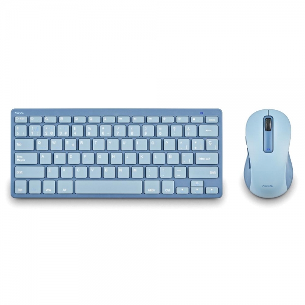 ngs fantasy pack teclado compacto silencioso + raton silencioso 1600dpi 5 botones conexion 2,4ghz, bt1 y bt2 color azul