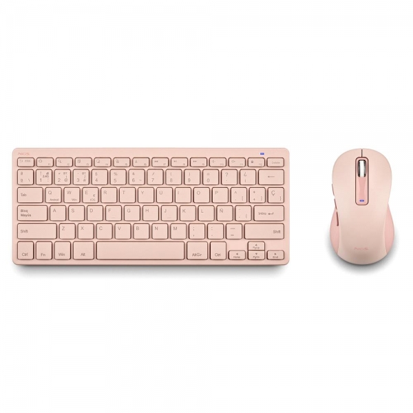 ngs fantasy pack teclado compacto silencioso + raton silencioso 1600dpi 5 botones conexion 2,4ghz, bt1 y bt2 color rosa
