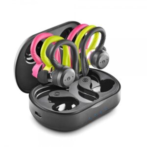 ngs artica jogger auriculares deportivos bluetooth 5.3 tws incluye 3 sujeciones de silicona de diferentes colores manos libres autonomia hasta 10h base de carga resistencia ipx7