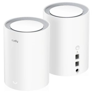 cudy ax3000 pack de 2 sistemas wifi 6 mesh ax3000 2.5g dual band admite ancho de banda de 20/40/80/160mhz 1x puerto lan 10/100/1000mbps, 1x puerto wan 2.5gbps 5 antenas internas