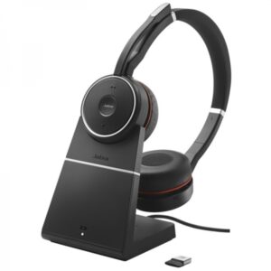 jabra evolve 75 se uc auriculares con microfono bluetooth dual + soporte de carga usb a voz hd cancelacion de ruido autonomia hasta 18h diadema ajustable controles en auricular color negro