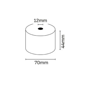 oqonos rollo de papel termico 44x70x12mm, libre de bpa, fsc