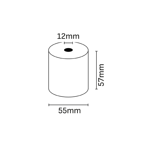 oqonos rollo de papel termico 57x55x12mm, libre de bpa, fsc