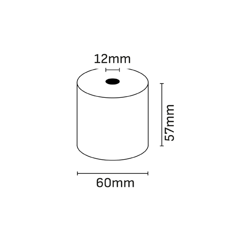 oqonos rollo de papel termico 57x60x12mm, libre de bpa, fsc