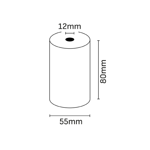 oqonos rollo de papel termico 80x55x12mm, libre de bpa, fsc