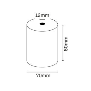 oqonos rollo de papel termico 80x70x12mm, libre de bpa, fsc
