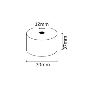 oqonos rollo de papel termico 37x70x12mm, libre de bpa, fsc
