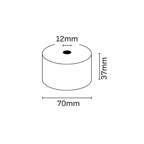 oqonos rollo de papel termico 37x70x12mm, libre de bpa, fsc
