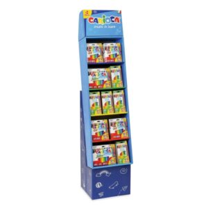 carioca expositor de suelo 12+2 incluye 48 packs rotuladores joy 12+2, 24 packs rotuladores jumbo 12+2, 90 packs lapices de colores tita 12+2