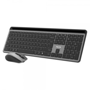 ngs pack teclado + raton inalambricos multifuncion silencioso 12 teclas multimedia color gris