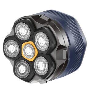 xo afeitadora rotatoria 6 cuchillas flexibles uso a una mano cabezal magnetico bateria 1400mah hasta 4h apta para cabeza y cara motor 6500rpm display integrado color varios