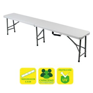 sungarden banco de resina plegable 180x29x43cm 3.5cm color blanco
