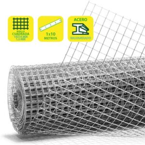 sungarden tela metalica galvanizada 16x16x1.2mm 1x10m color gris