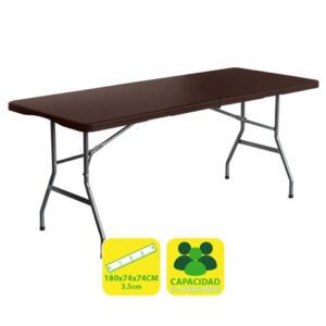 sungarden mesa de resina plegable efecto ratan 180x74x74cm 3.5cm color marron