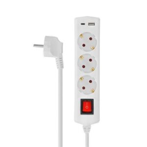elbat base multiple 3 tomas con interruptor + usb + tipo c color blanco