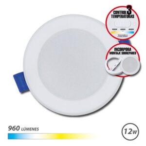 elbat downlight circular 12w 960lm selector 3 temperaturas + sobrepared color blanco