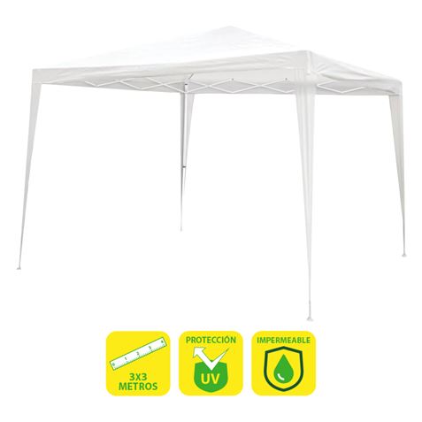 sungarden carpa acero rafia 3x3m color blanco