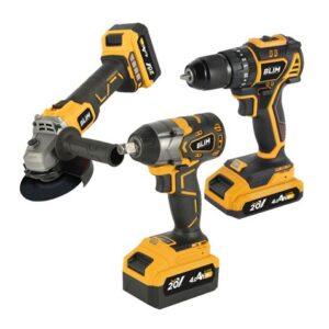 blim pack 20v taladro + llave impacto + radial s/carbones 2 baterias 4ah color varios