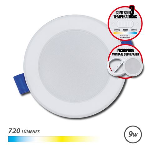 elbat downlight circular 9w 720lm selector 3 temperaturas+sobrepared color blanco