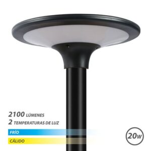 elbat farola led solar 20w 2100lm 3000k/6000k color negro