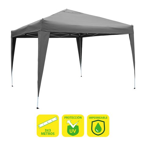 sungarden carpa plegable acero 3x3m gris color blanco