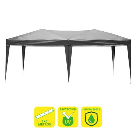 sungarden carpa plegable acero 3x6m color gris