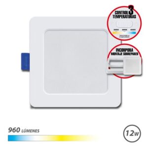 elbat downlight cuadrado 12w 960lm selector 3 temperaturas+sobrepared color blanco