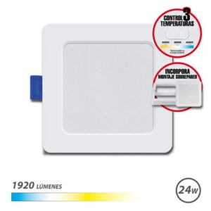 elbat downlight cuadrado 24w 1920lm selector 3 temperaturas+sobrepared color blanco