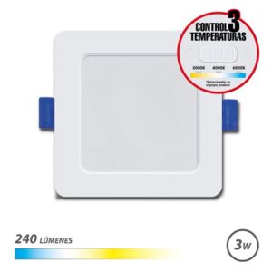elbat downlight cuadrado 3w 240lm selector 3 temperaturas color blanco