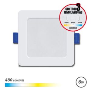 elbat downlight cuadrado 6w 480lm selector 3 temperaturas color blanco
