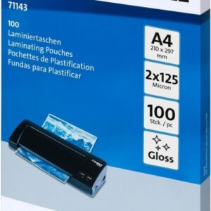 dahle pack de 100 fundas para plastificar brillo a4 125 micras alta calidad transparente