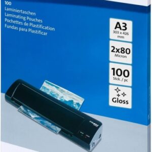 dahle pack de 100 fundas para plastificar brillo a3 80 micras alta calidad transparente