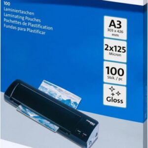 dahle pack de 100 fundas para plastificar brillo a3 125 micras alta calidad transparente