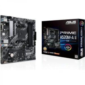 asus prime a520m a ii/csm placa base amd am4 4x ddr4 hdmi, m.2, pci express, 4x sata iii, usb 2.0, 3.2, rj 45, vga, microatx
