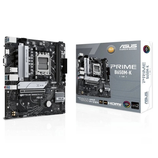 asus prime b650m k placa base amd am5 2x ddr5 hdmi, m.2, pcie 4.0, 4x sata iii, usb 2.0, 3.2, rj 45, vga, factor microatx
