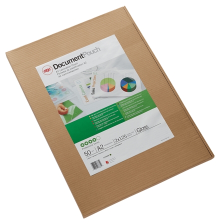 gbc carteras plastificacion autoadhesivas a2 2x125 micras brillo (50) transparente