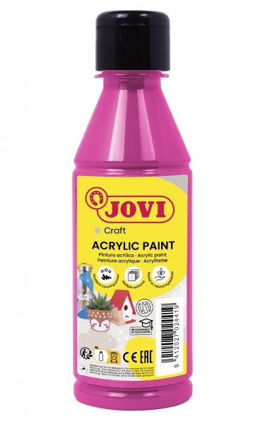 jovi jovidecor acryl pintura acrilica satinada alto poder cubriente facil aplicacion multiusos resistente al agua y jabon color rosa