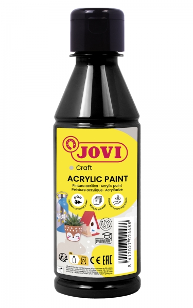 jovi jovidecor acryl pintura acrilica satinada alto poder cubriente facil aplicacion resistente al agua y jabon color negro