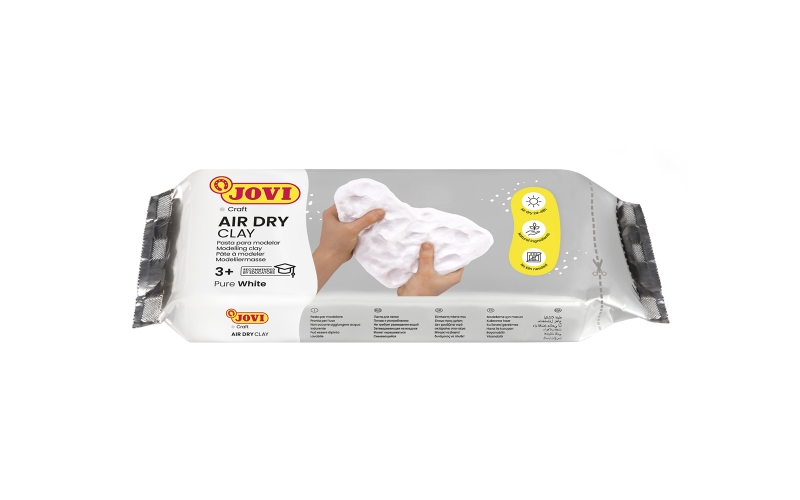 jovi air dry pasta para modelar 250gr endurecible al aire tacto fresco facil de moldear multi superficie secado en 24h acabado fino color blanco