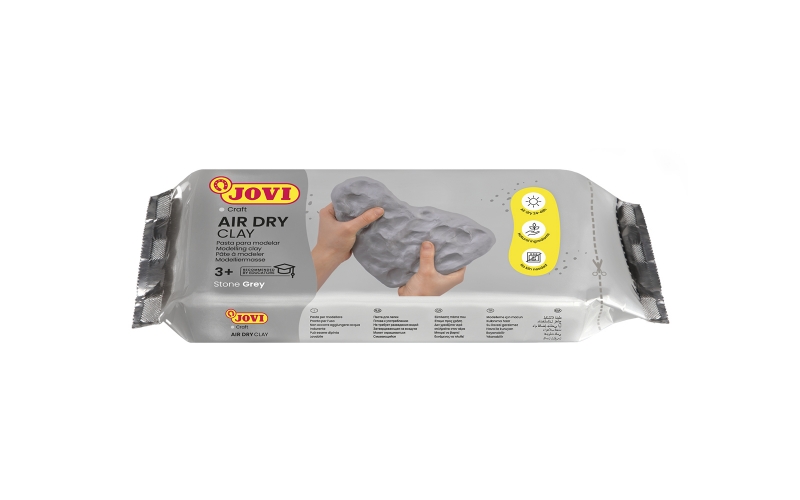 jovi air dry pasta para modelar 250gr endurecible al aire tacto fresco facil de moldear multi superficie secado en 24h acabado fino color gris