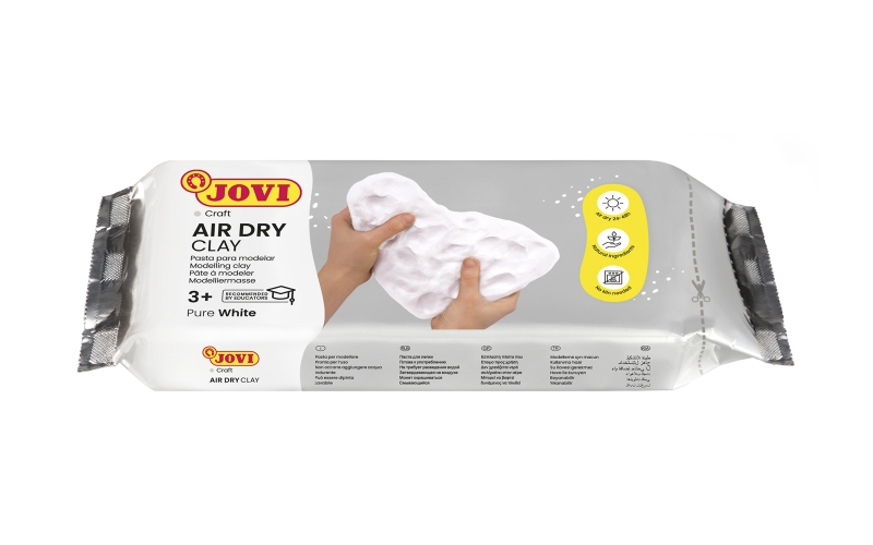 jovi air dry pasta para modelar 500gr endurecible al aire tacto fresco facil de moldear multi superficie secado en 24h acabado fino color blanco